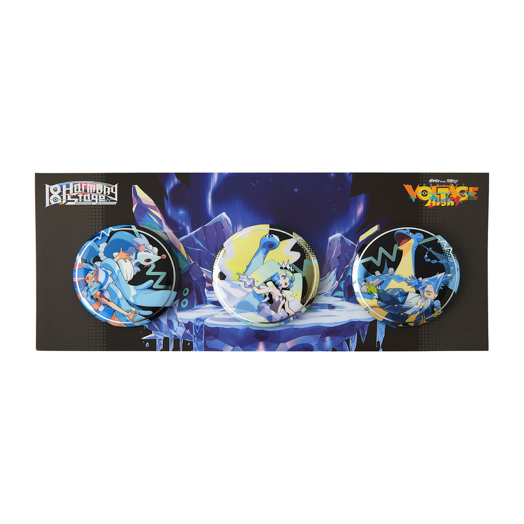 Pokemiku 18 Harmony Stage Crysta◇Vista Can Badge Set from Japan, featuring Pidgeot design