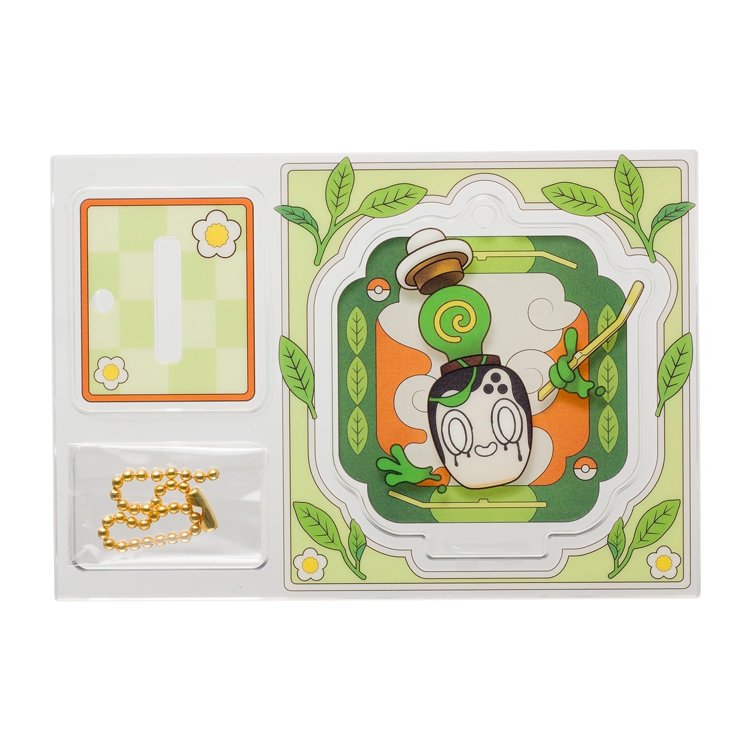 Authentic Japanese Pokemon Poltchageist acrylic charm collection with grass ghost type design