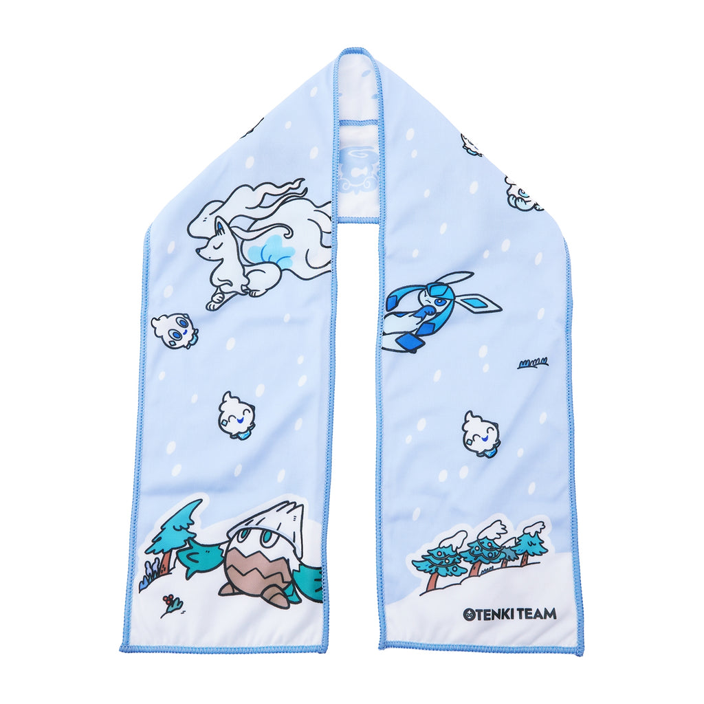 Pokemon OTENKI TEAM Yukifurashi neck towel from Japan, blue background
