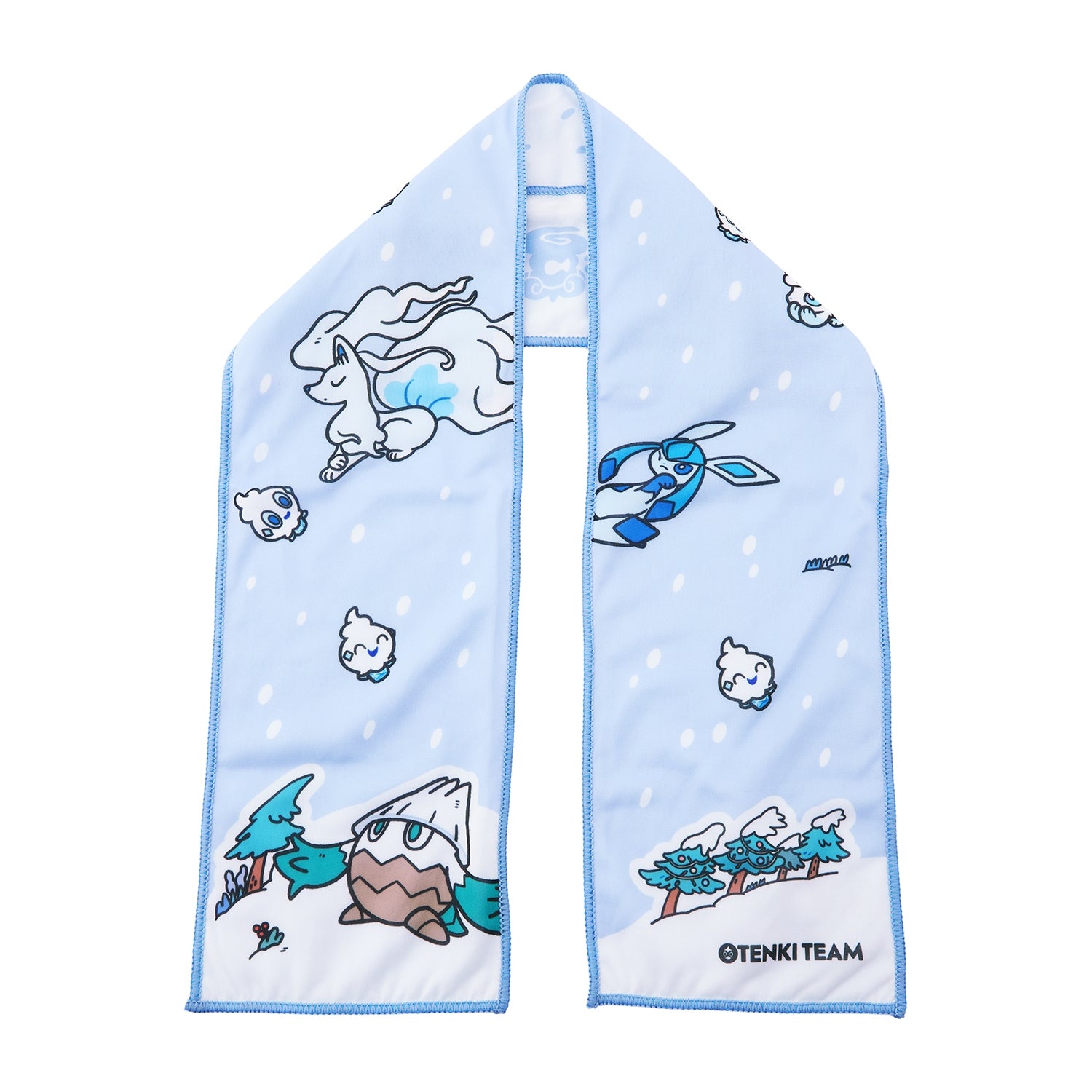 Pokemon OTENKI TEAM Yukifurashi neck towel from Japan, blue background