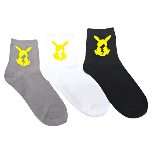 3P short socks Pikachu silhouette men's (25-27cm)