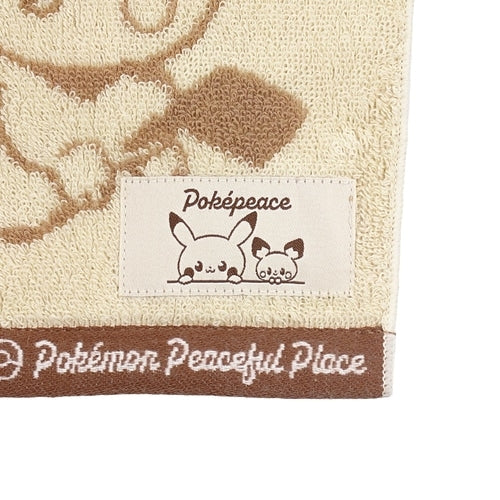 Authentic Japanese Pokemon mini towel with BE Pokepiece vendor logo, 25x25cm