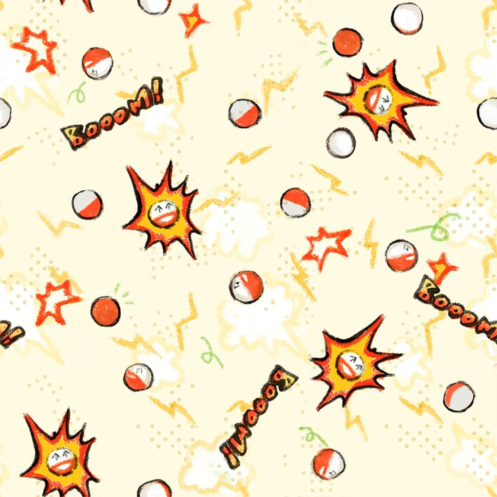 Authentic Japanese Pokémon SARASA Shirts Marmine pattern, close-up of Electrode character