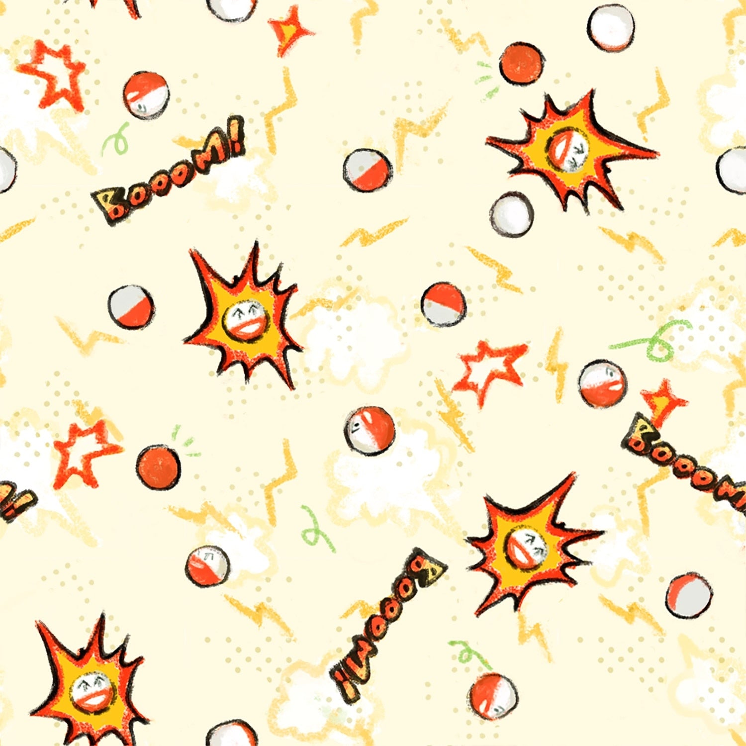 Authentic Japanese Pokémon SARASA Shirts Marmine pattern, close-up of Electrode character