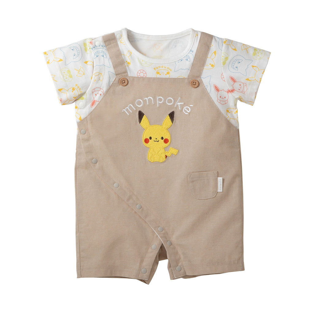 Monpoke overalls type short sleeve romper beige
