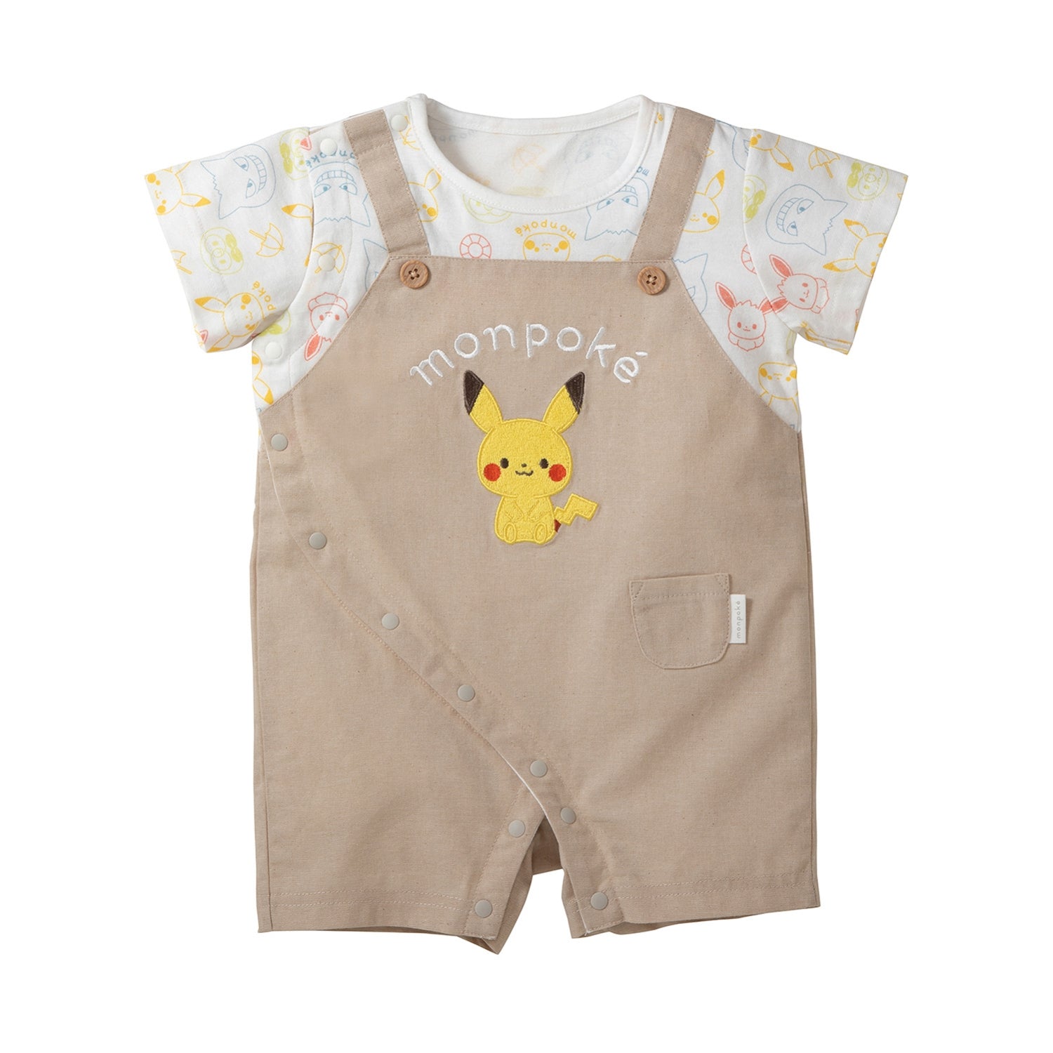 Monpoke overalls type short sleeve romper beige