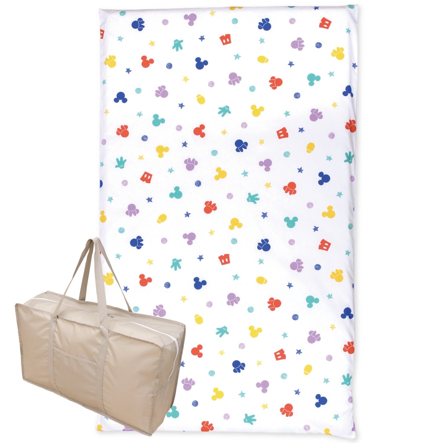 Mickey Icon Nap Futon Set, 3 Pieces, 100% Cotton, Futon, Waterproof Bag, Name Tag Included, NZ1256-3