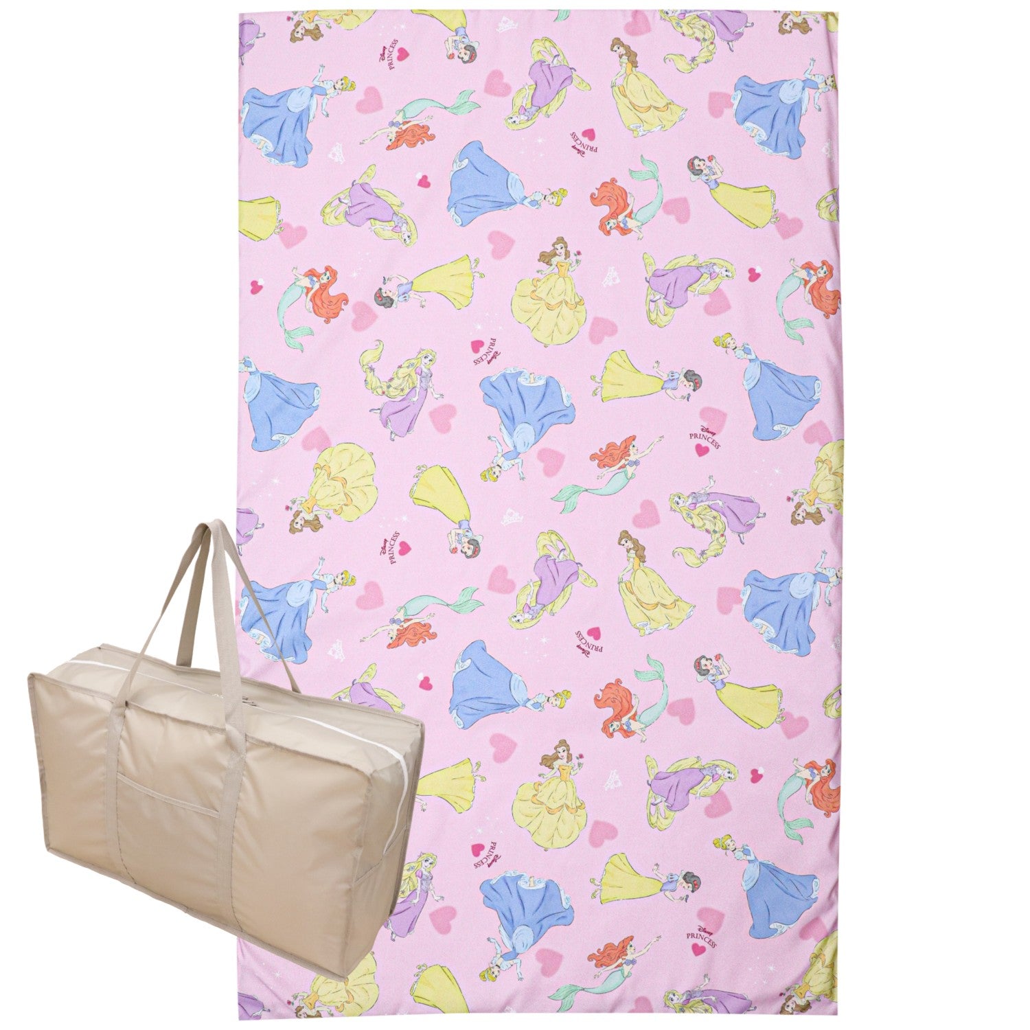 Disney Princess Nap Duvet Set, 3 Pieces, Rapunzel, Ariel, Cinderella, Belle, Snow White, Duvet Cover, Duvet, Waterproof Bag, Name Tag Included NZ3026-3