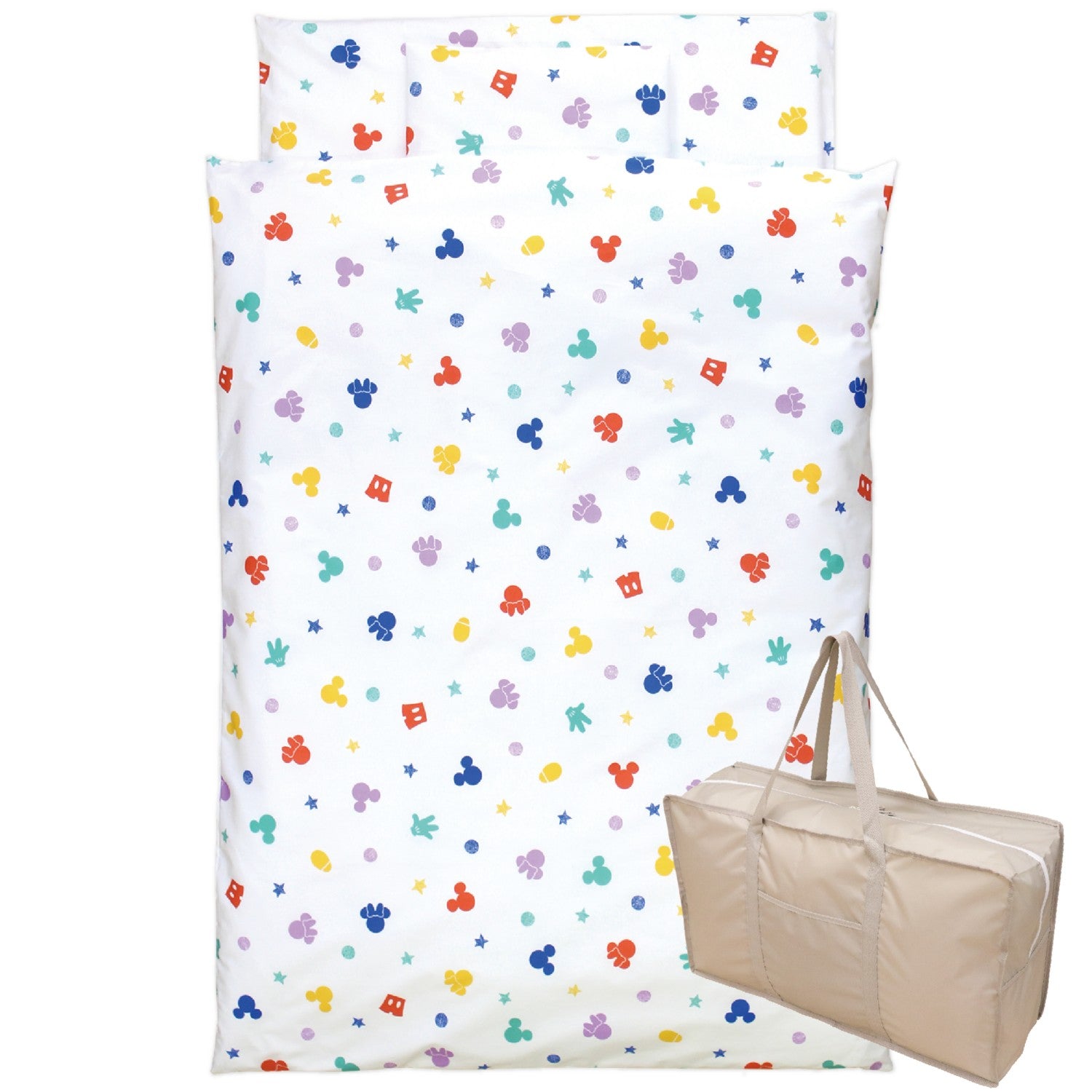 Mickey Icon Nap Futon Set 8 Pieces 100% Cotton Waterproof Bag Water Repellent Bag with Name Tag NZ1256