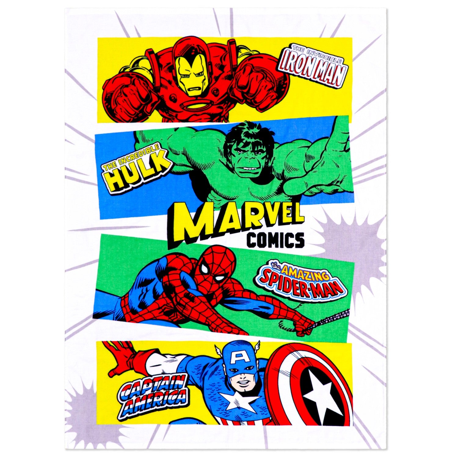 Marvel Towel Blanket 100 x 140cm Avengers Spider-Man Iron Man Captain America Hulk Front Gauze Back Pile 100% Cotton NM1410-AG