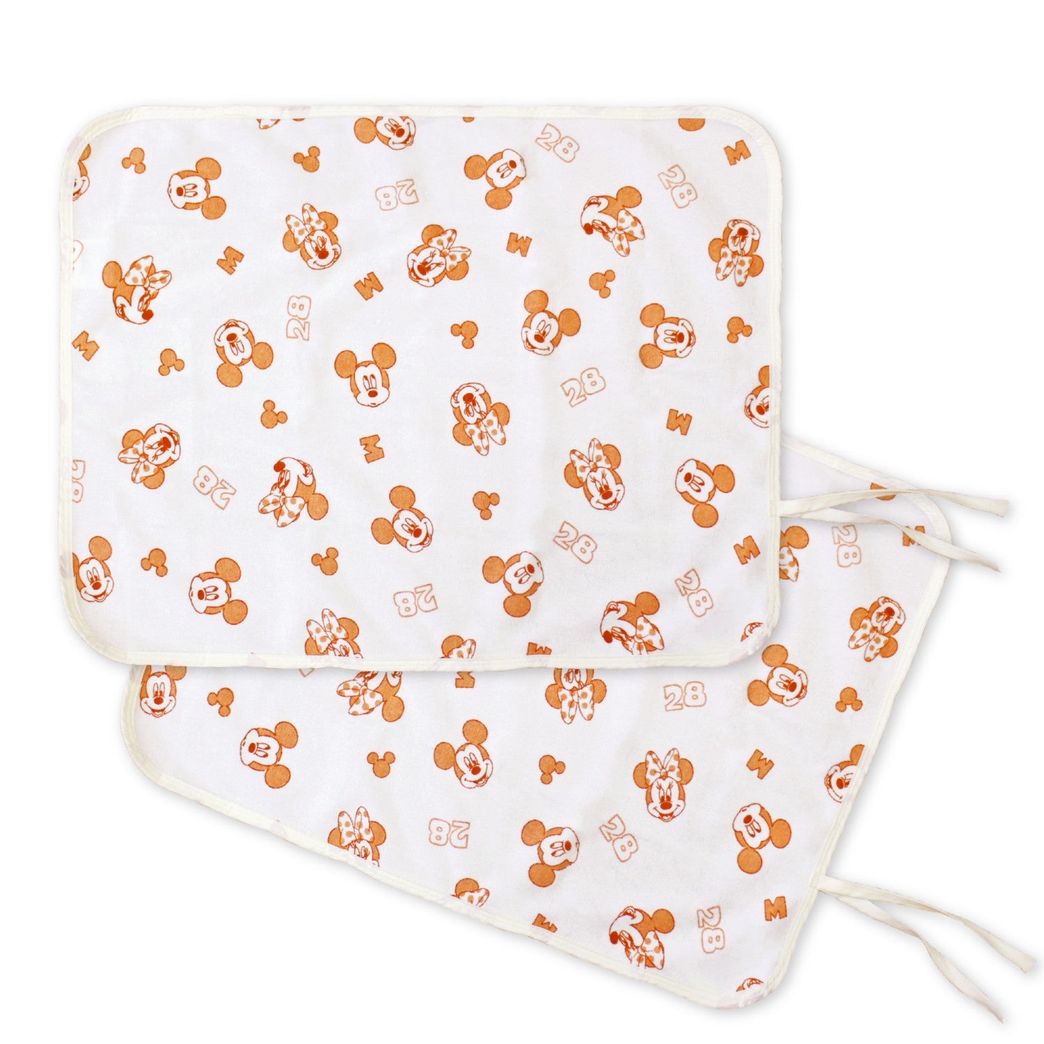 Mickey Minnie Diaper Changing Sheet Set of 2 45 x 58cm Waterproof Back 100% Cotton Pile Water Absorbent Finish NZ3221-A