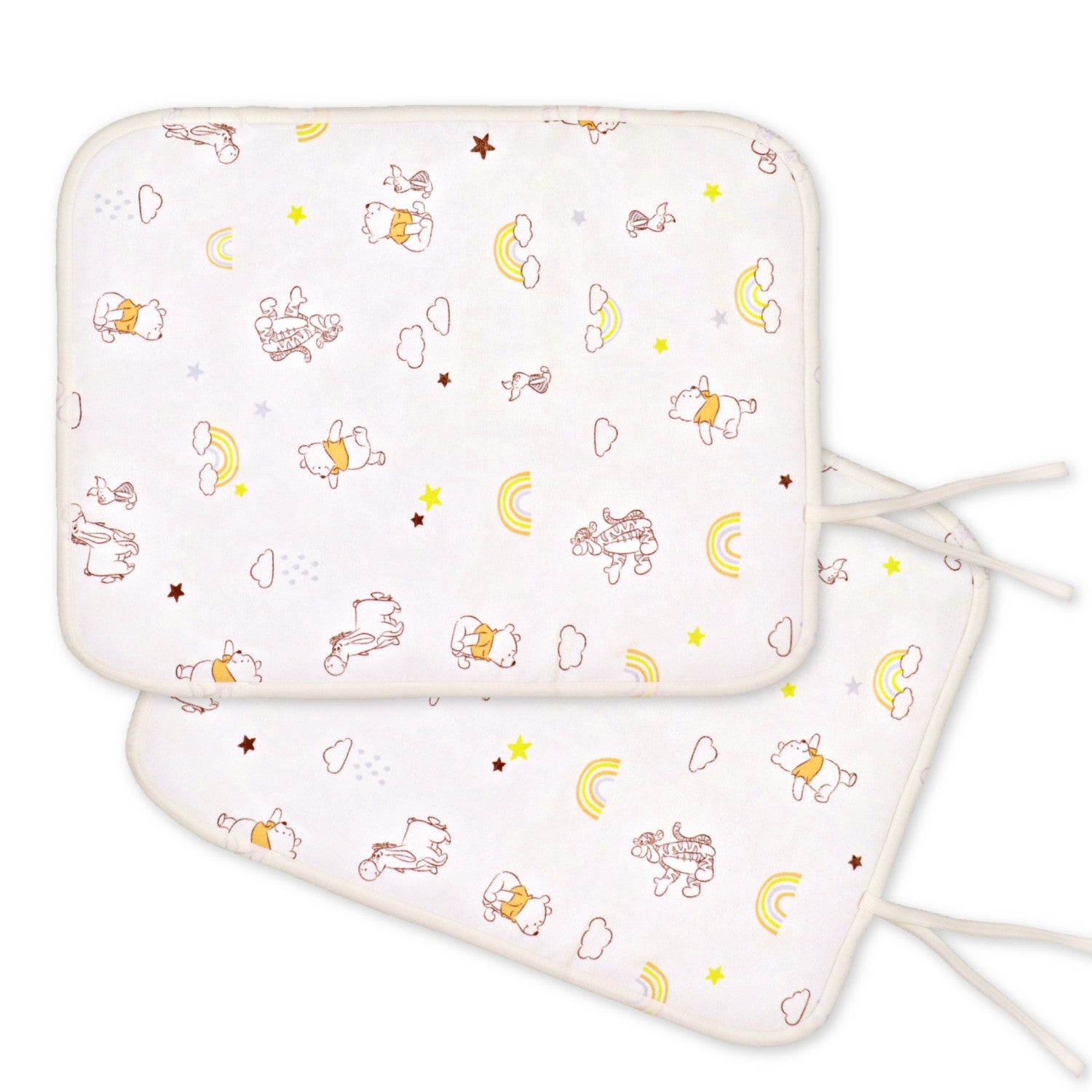 Pooh & Friends Diaper Changing Sheet, Set of 2, 45 x 58cm, Waterproof Back, 100% Cotton, Pile, Water Absorbent Finish, NZ3222-A