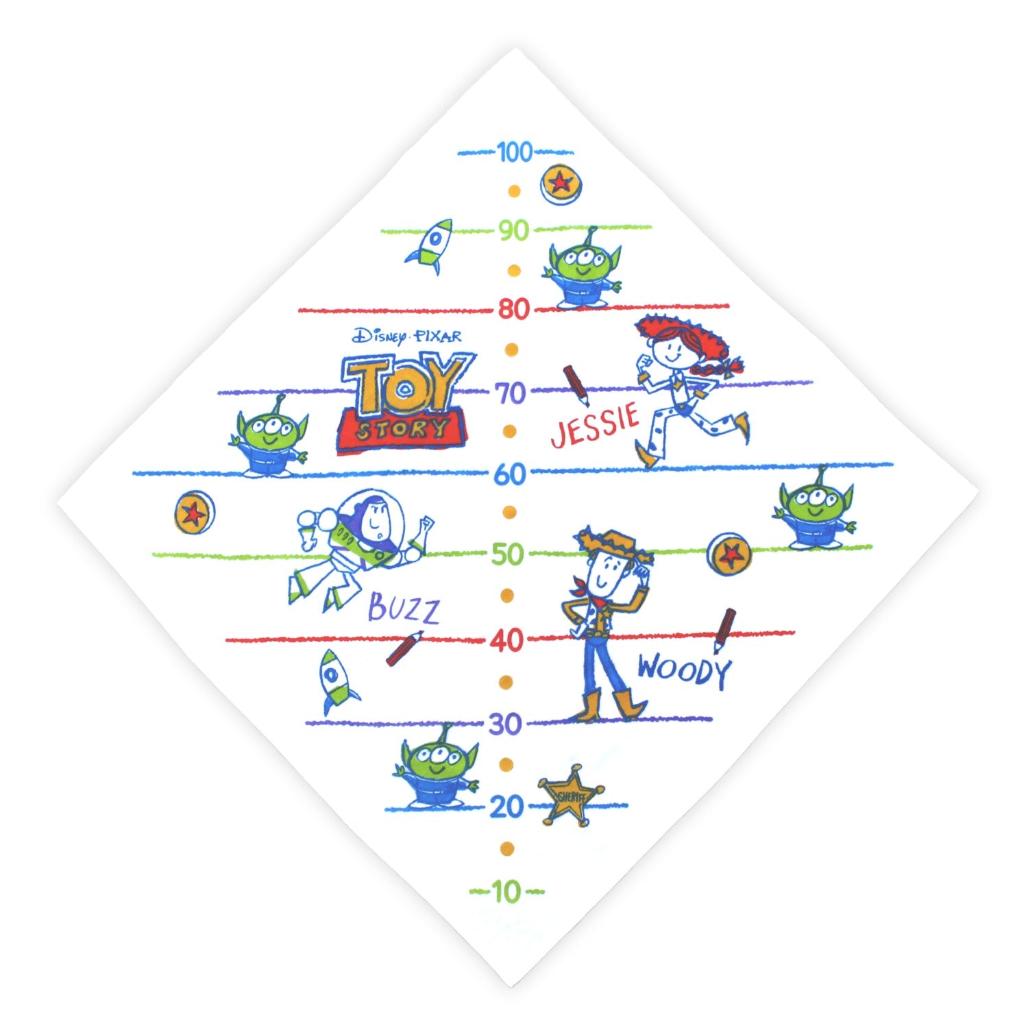 Toy Story Bath Towel Bath Towel with Height Gauge 80 x 80cm 100% Cotton Gauze...