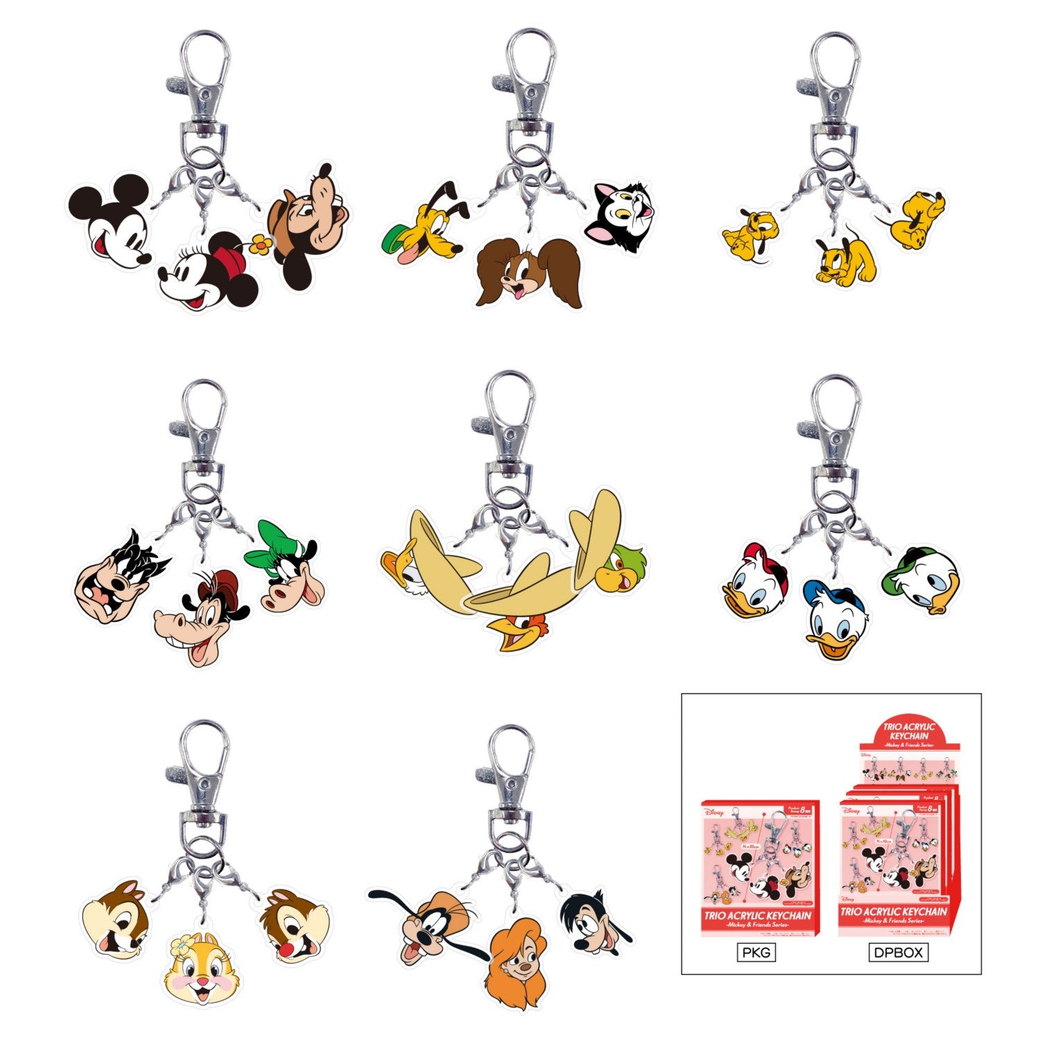 Mickey & Friends/Trio acrylic key chain [Set of 8]