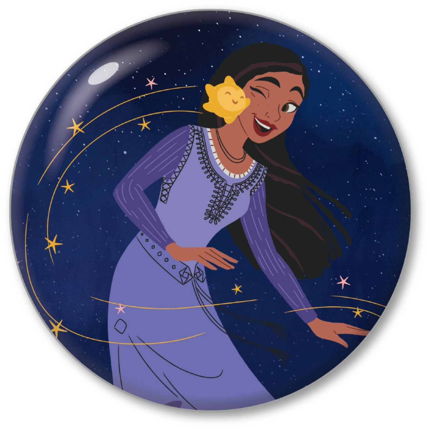 Disney movie “Wish” Glitter Can Badge (Asha & Star)