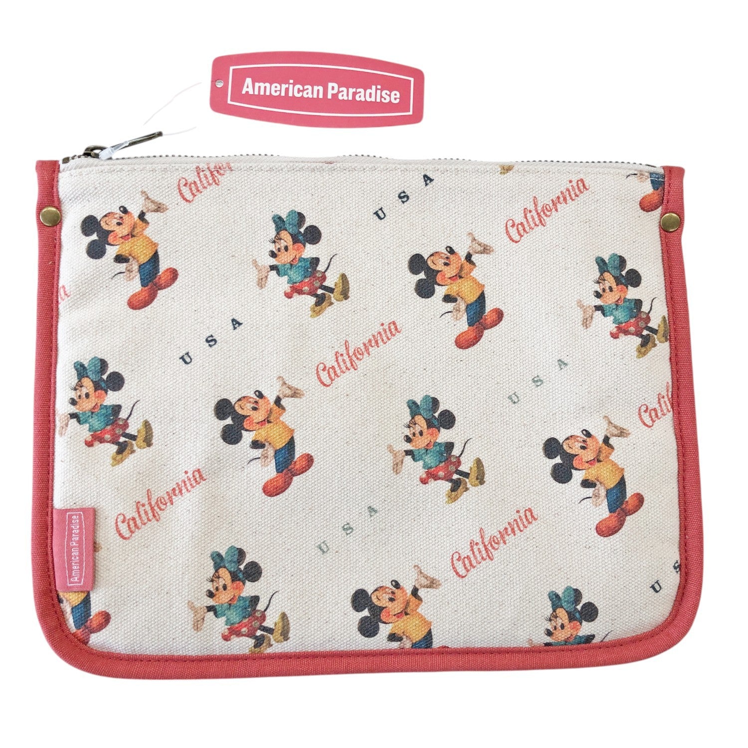 Disney American Paradise Pouch Mickey & Minnie Pose Pattern