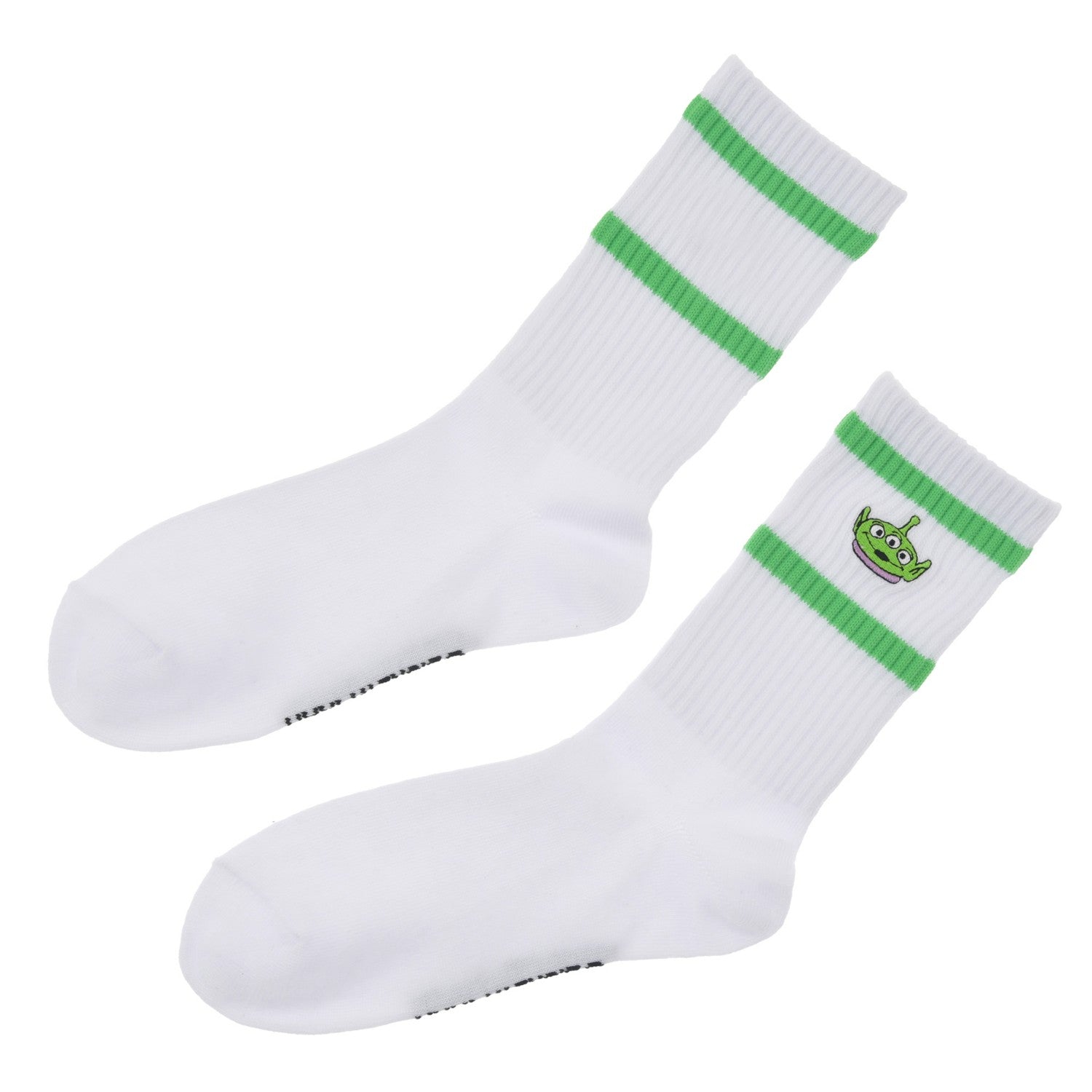 [Restock] Little Green Men/Alien Socks Ribbed College Face Embroidery White