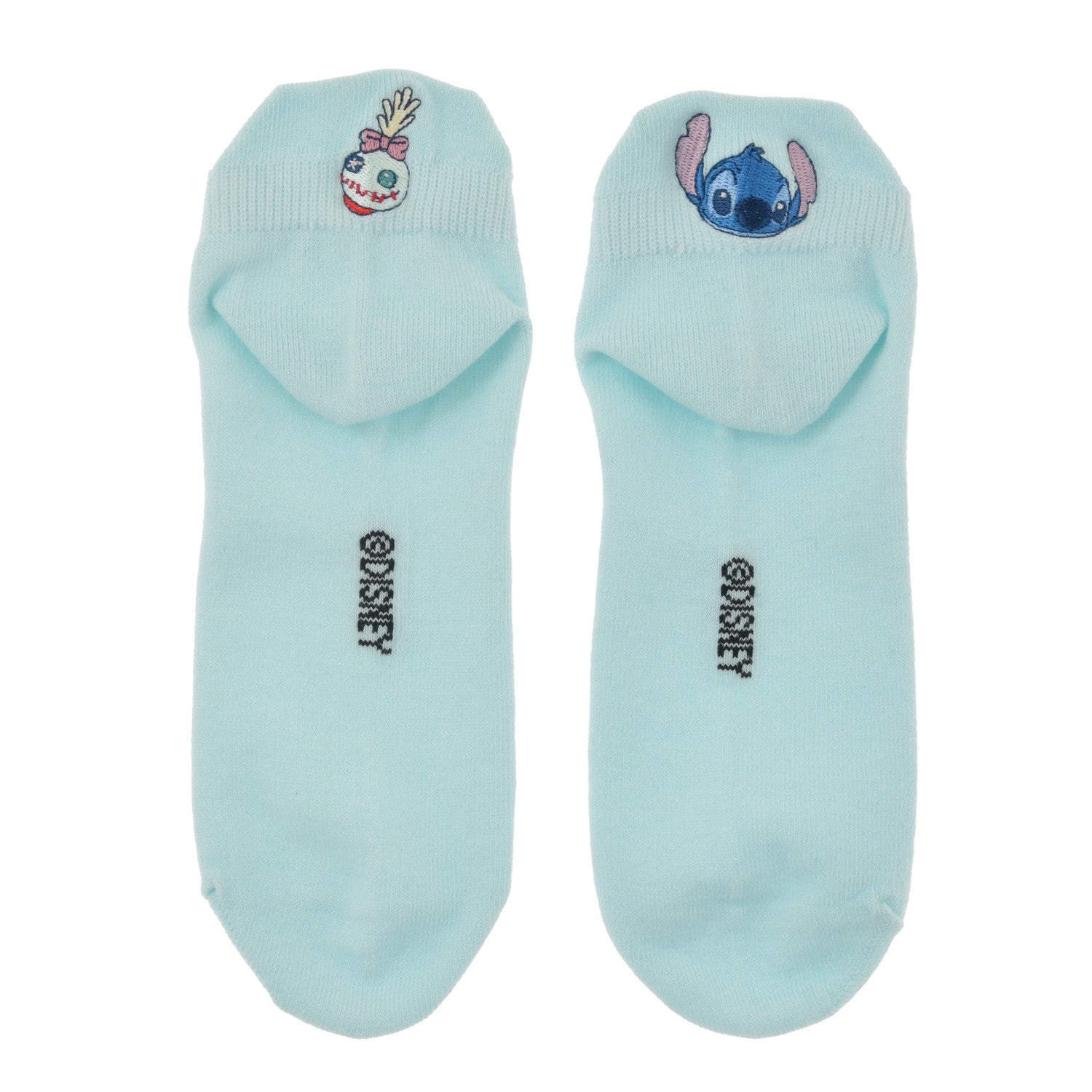 [Restock] Stitch & Scrump Socks Ankle Pop-up Face Embroidery Asymmetric Blue