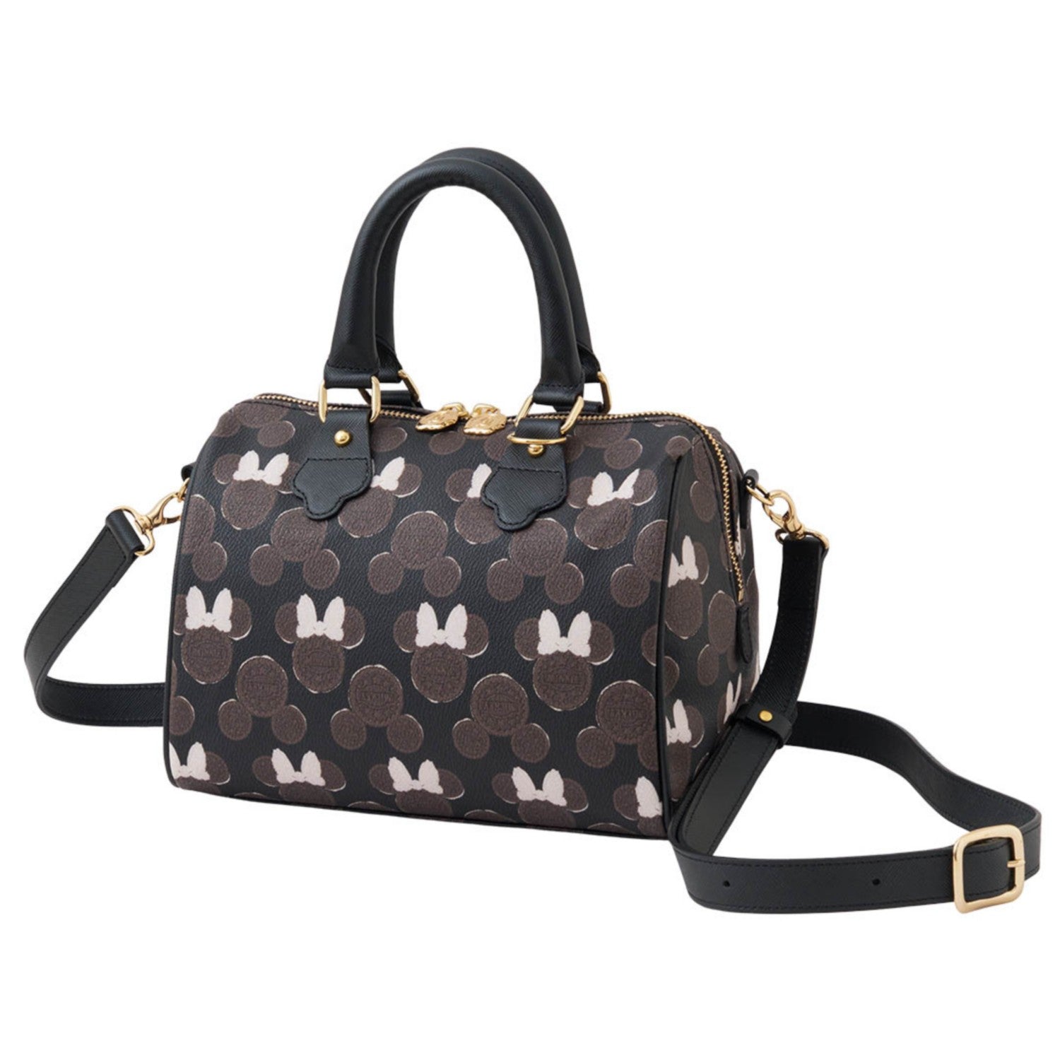 [Q-Pot] Mini Boston Bag Mickey & Minnie Cream Sand Cocoa Cookie