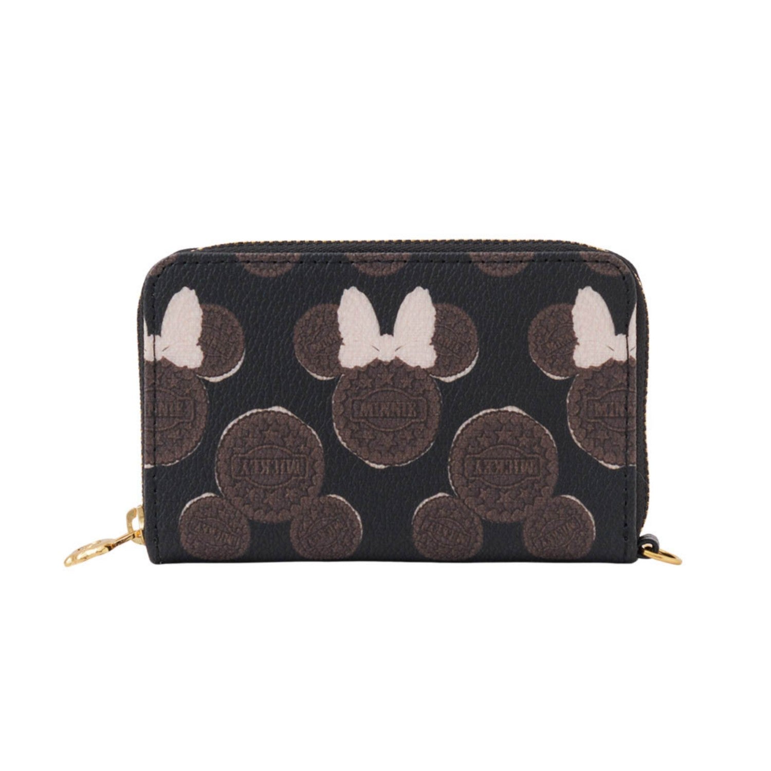 [Q-Pot] Compact Round Zipper Wallet Mickey & Minnie Cream Sand Cocoa Cookie
