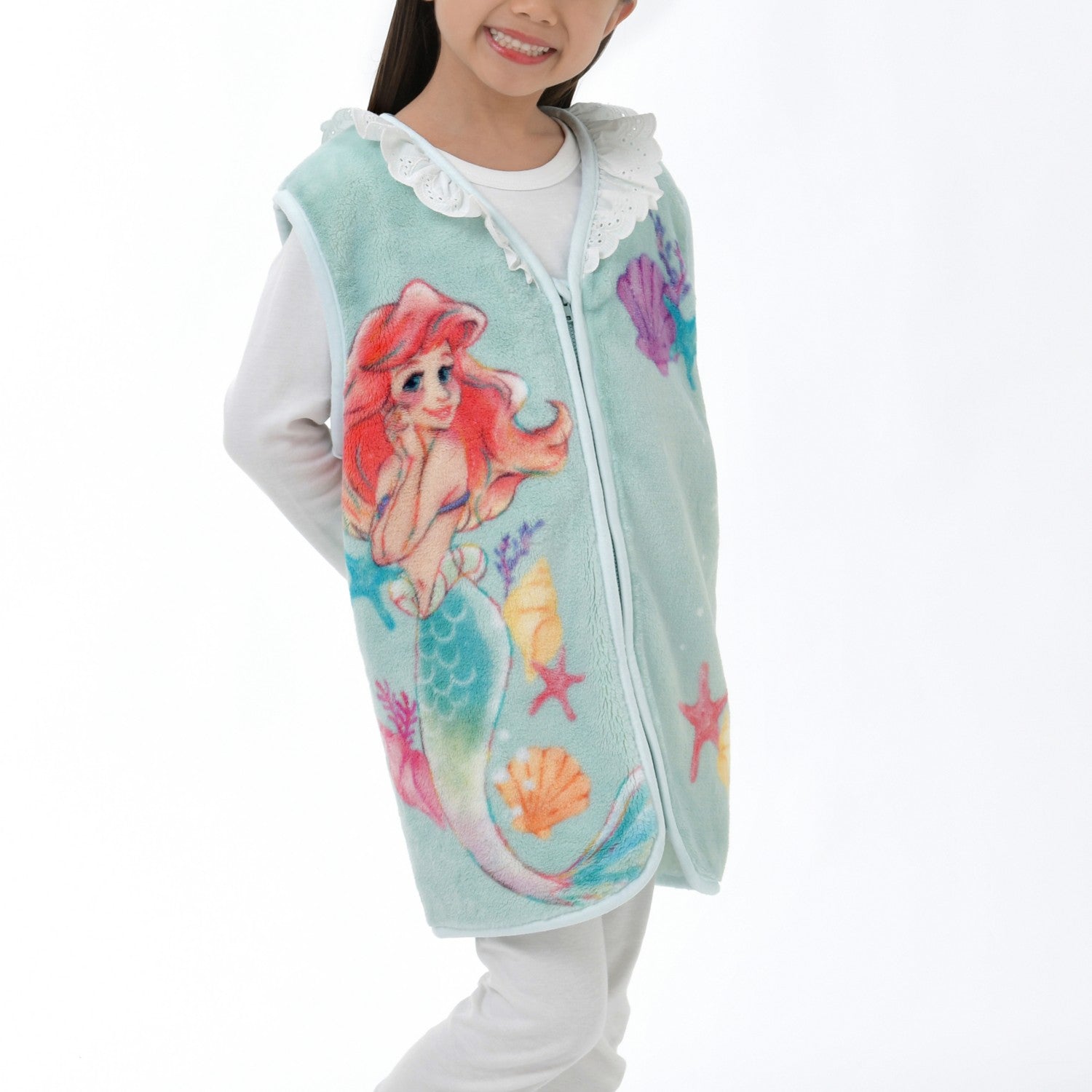 [Restock] [For Kids] Ariel & Flounder Kids Vest Sleeper Motif Green ENJOY WINTER