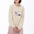 Marie Fashionable Cat Long Sleeve Sweater White ARISTOCATS 55TH