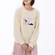 Marie Fashionable Cat Long Sleeve Sweater White ARISTOCATS 55TH