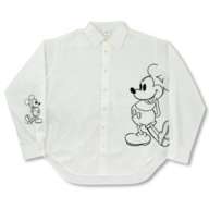 Mickey long sleeve shirt monochrome embroidery standing pose white MAGICAL LABEL