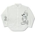 Mickey long sleeve shirt monochrome embroidery standing pose white MAGICAL LABEL