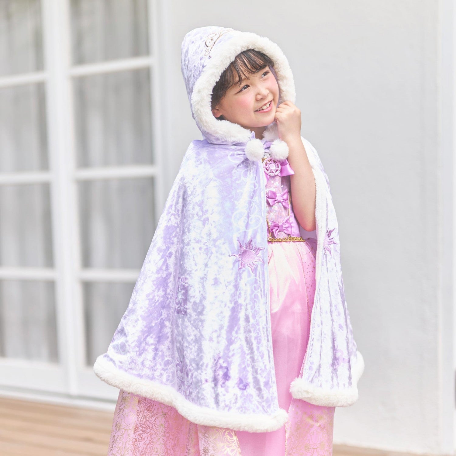 [For Kids] Rapunzel & Pascal Kids Cape Hood Tiara Embroidery Purple