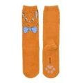 Trues Fashionable Cat Socks Paw Face Fluffy Orange 23-25
