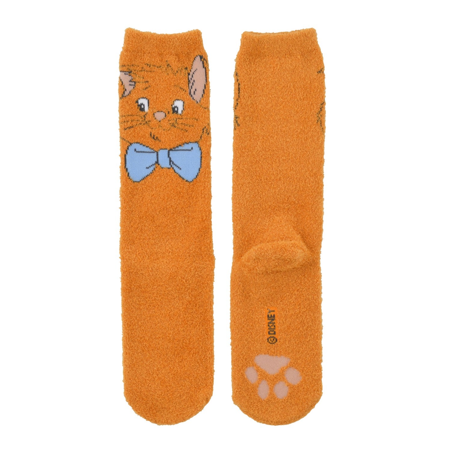 Trues Fashionable Cat Socks Paw Face Fluffy Orange 23-25
