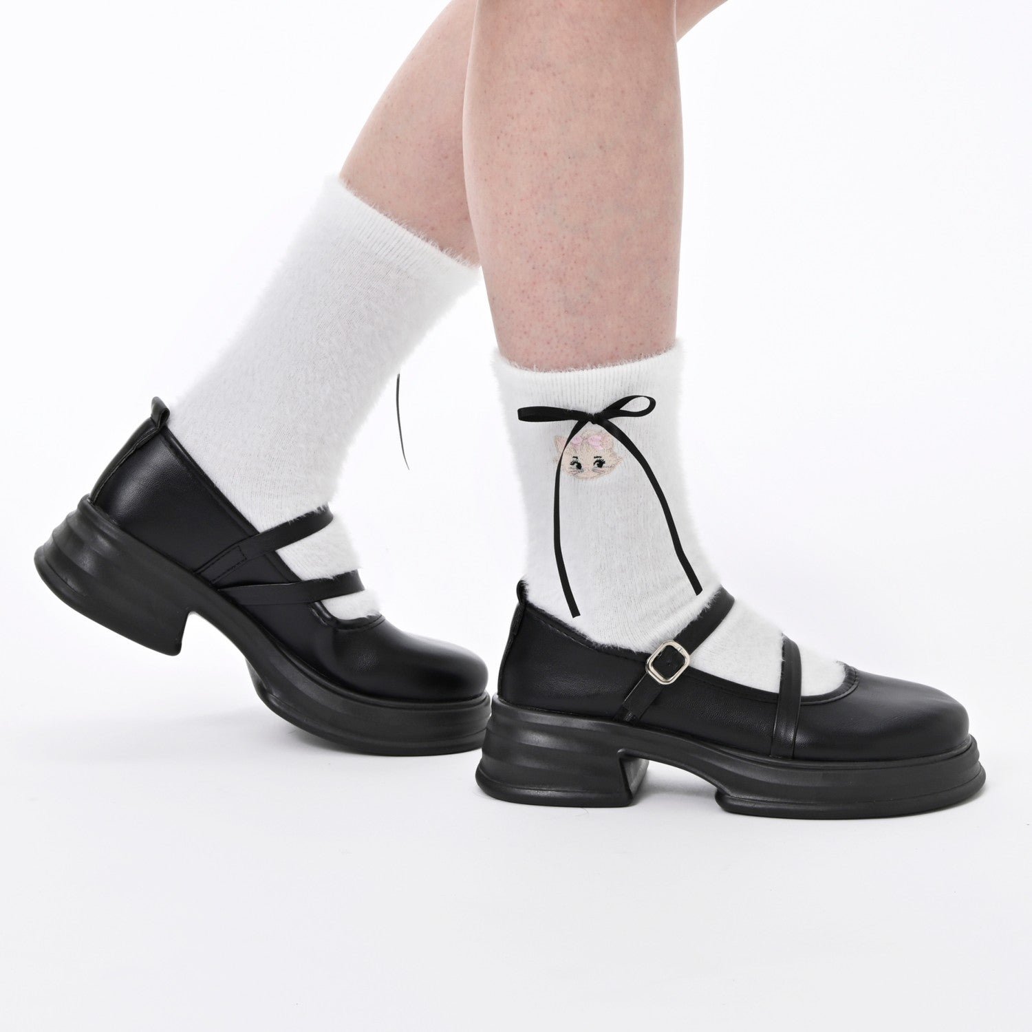 Marie Fashionable Cat Socks White 23-25 ARISTOCATS 55TH