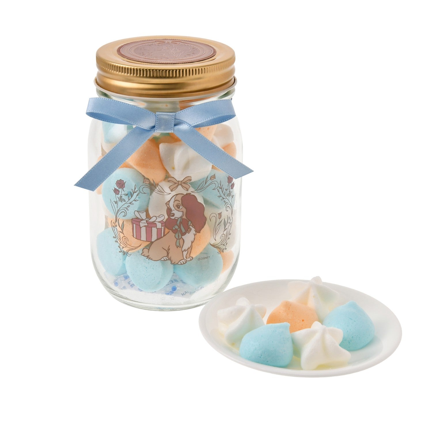 Lady Meringue Cookies in a Jar with Ribbon Ever Green