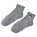 Lucifer Socks Short Length Rib Face Embroidery Gray 23-25