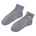 Lucifer Socks Short Length Rib Face Embroidery Gray 23-25