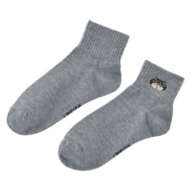 Lucifer Socks Short Length Rib Face Embroidery Gray 23-25