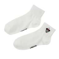 Minnie Socks Short Length Rib Face Embroidery White 23-25
