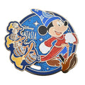 Mickey & Broom Pin Badge from Disney Store Japan, featuring Mickey Mouse with a broom, collectible pin badge from Japan