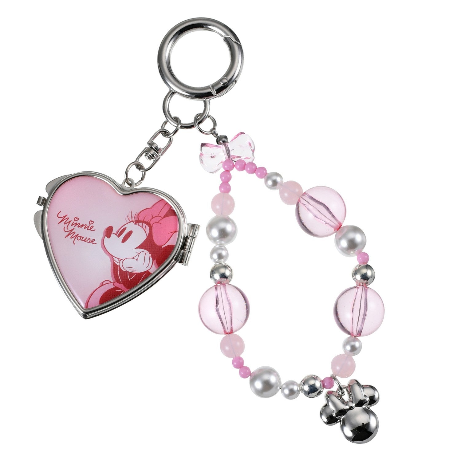 Minnie keychain/key chain mirror heart shape