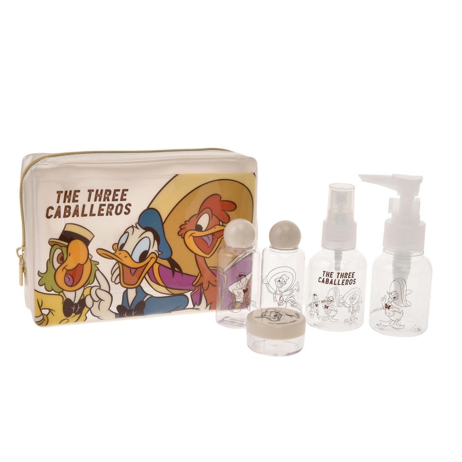 Donald, Jose Carioca, Panchito Bottle Case Set with Pouch TRAVEL WITH AMIGOS