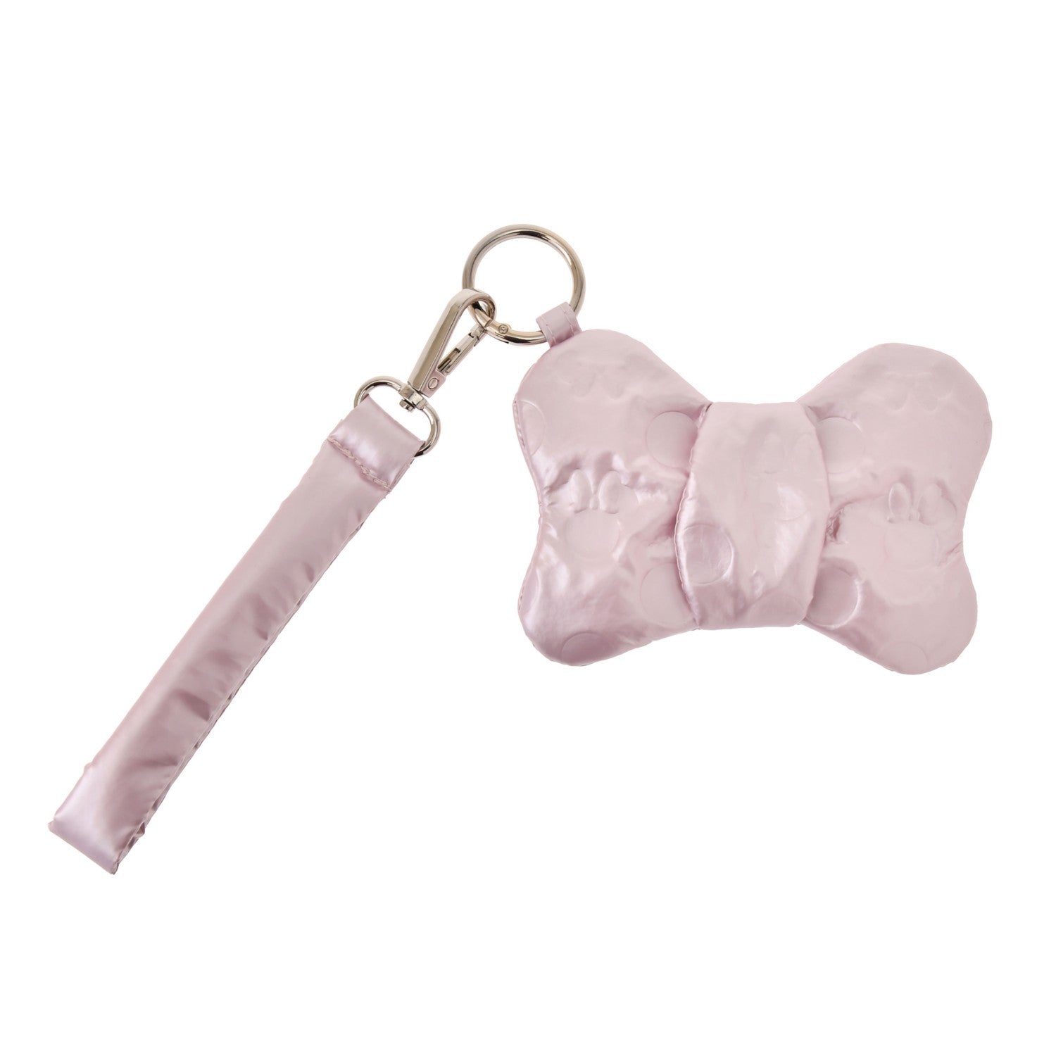 Minnie pouch flat with carabiner and hand strap soft metallic embossed
