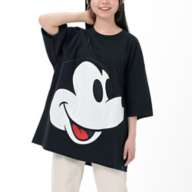 Mickey Short Sleeve T-Shirt Big Face Applique Black from Disney Store Japan