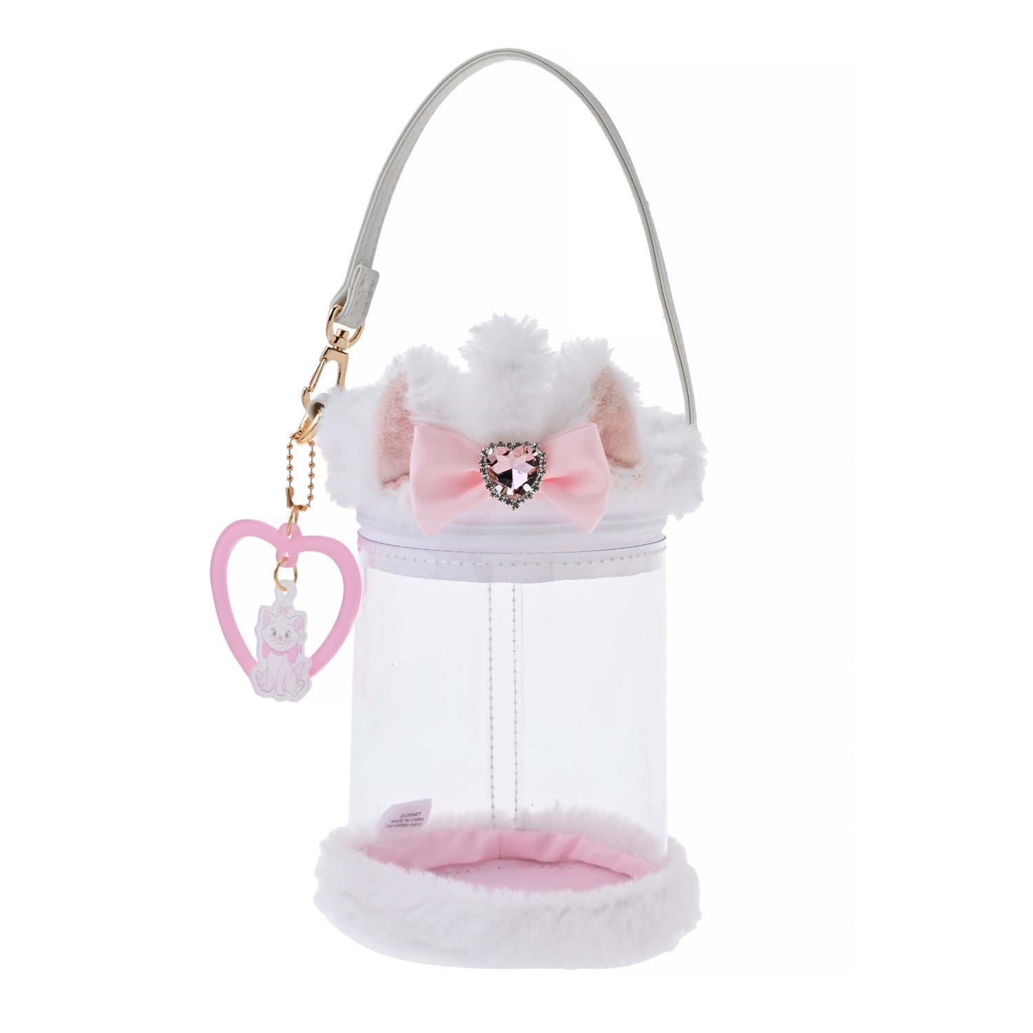 Marie Fashionable Cat Pouch, Clear, Cylindrical, with Charm, Sparkly, Lovely, Throbbing