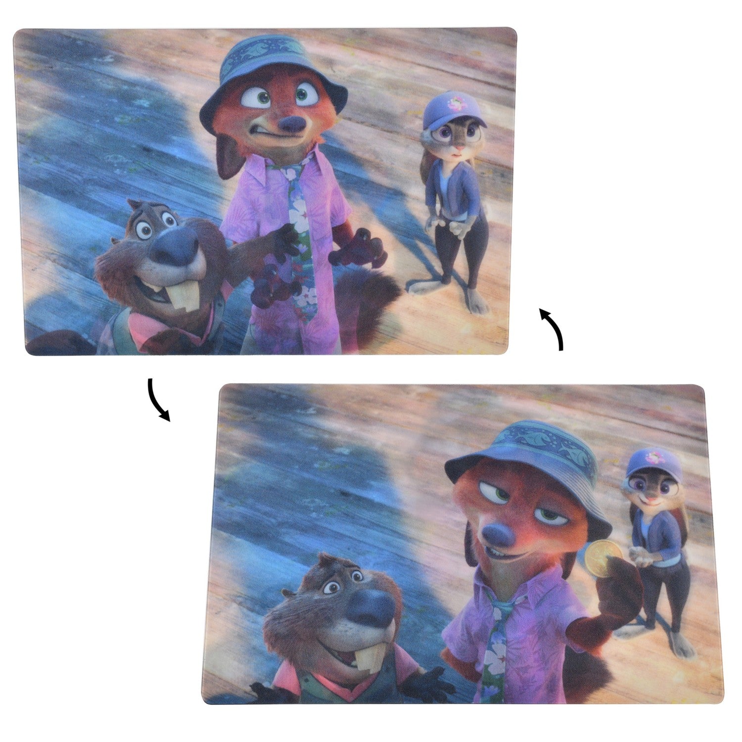 Disney Zootopia 2 lenticular postcard featuring Nick Wilde, Judy Hopps, and Nibbles Maplestick from Japan