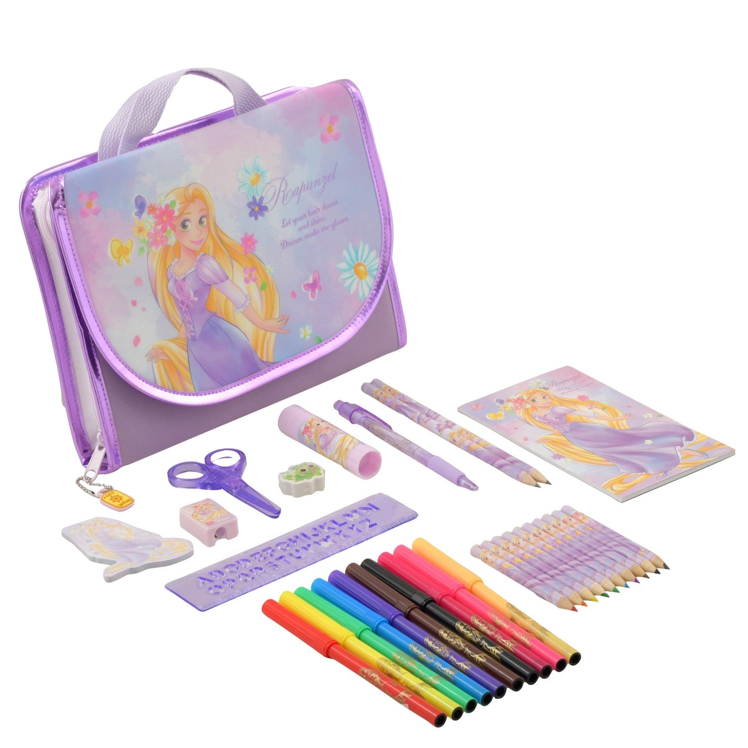 [Restock] [For Kids] Rapunzel & Pascal Stationery Set Flap Bag Type Flower Garden