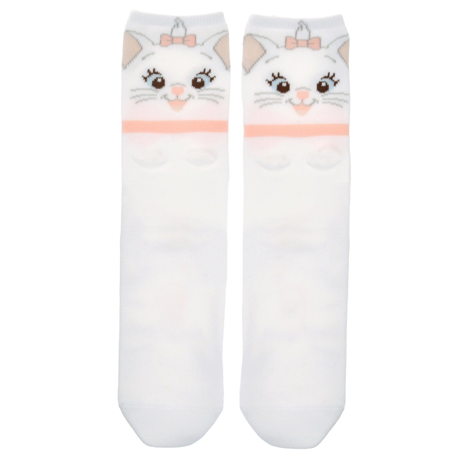 [Restock] Marie Fashionable Cat Socks Face Pukupuku White 23-25