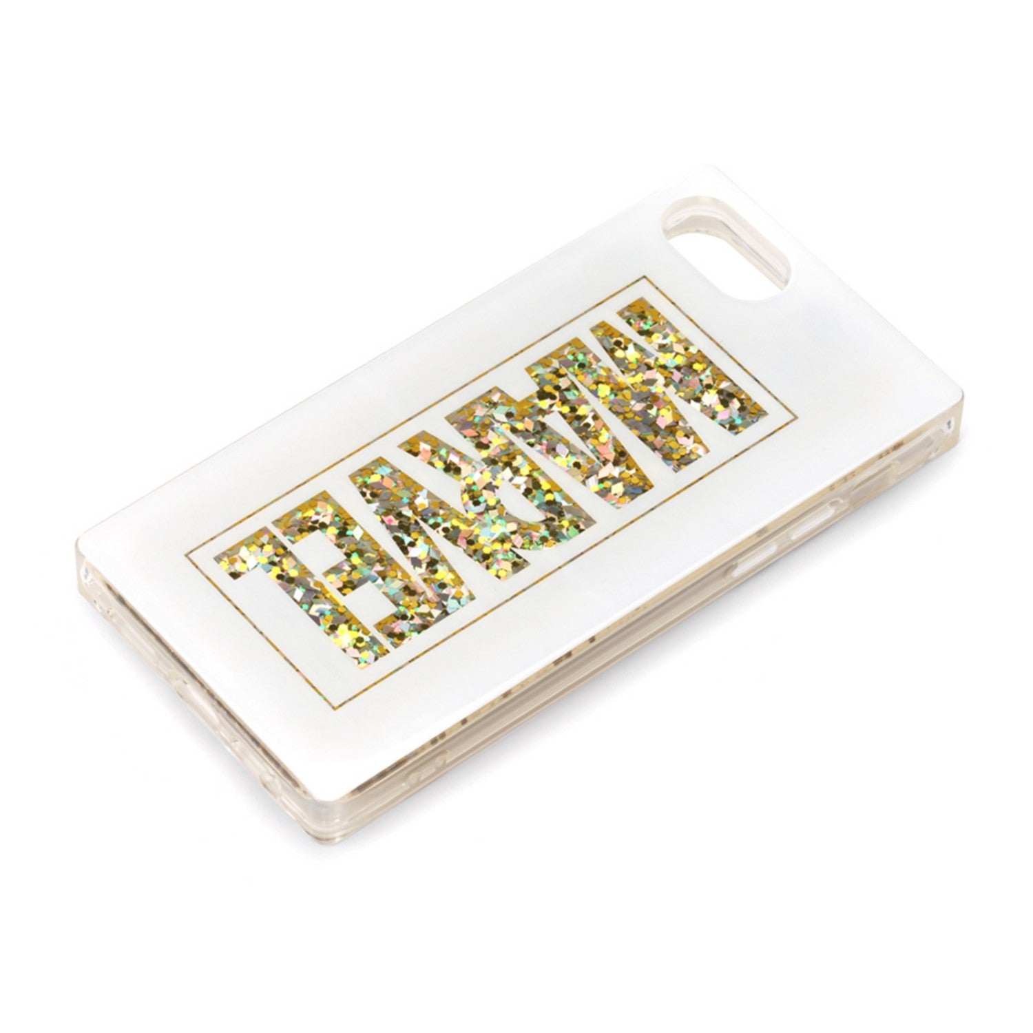 Logo/White Glitter Case for iPhone 6/6s/7/8/SE