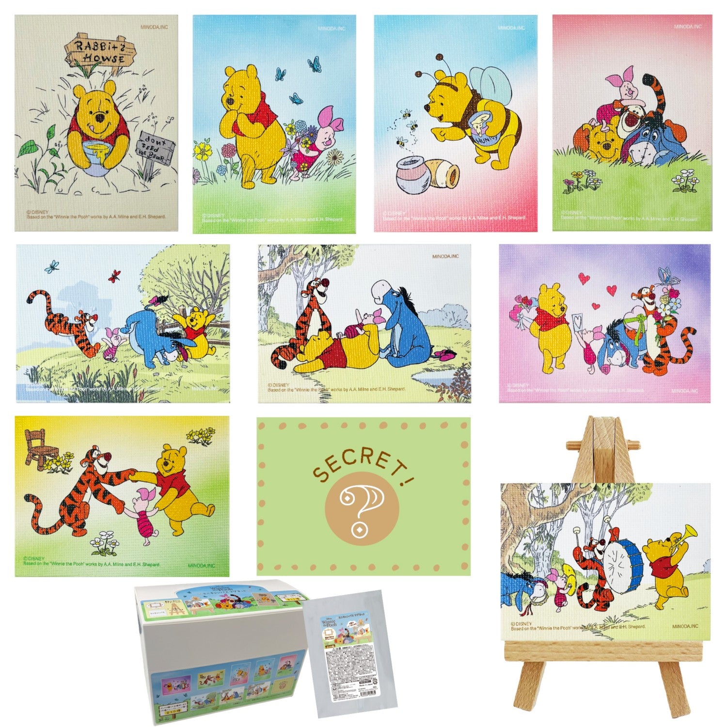 Winnie the Pooh Friends Mini Canvas Magnet Box Set of 10 Types