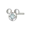 [Second earrings] Pt Mickey Mouse Aquamarine half second earrings